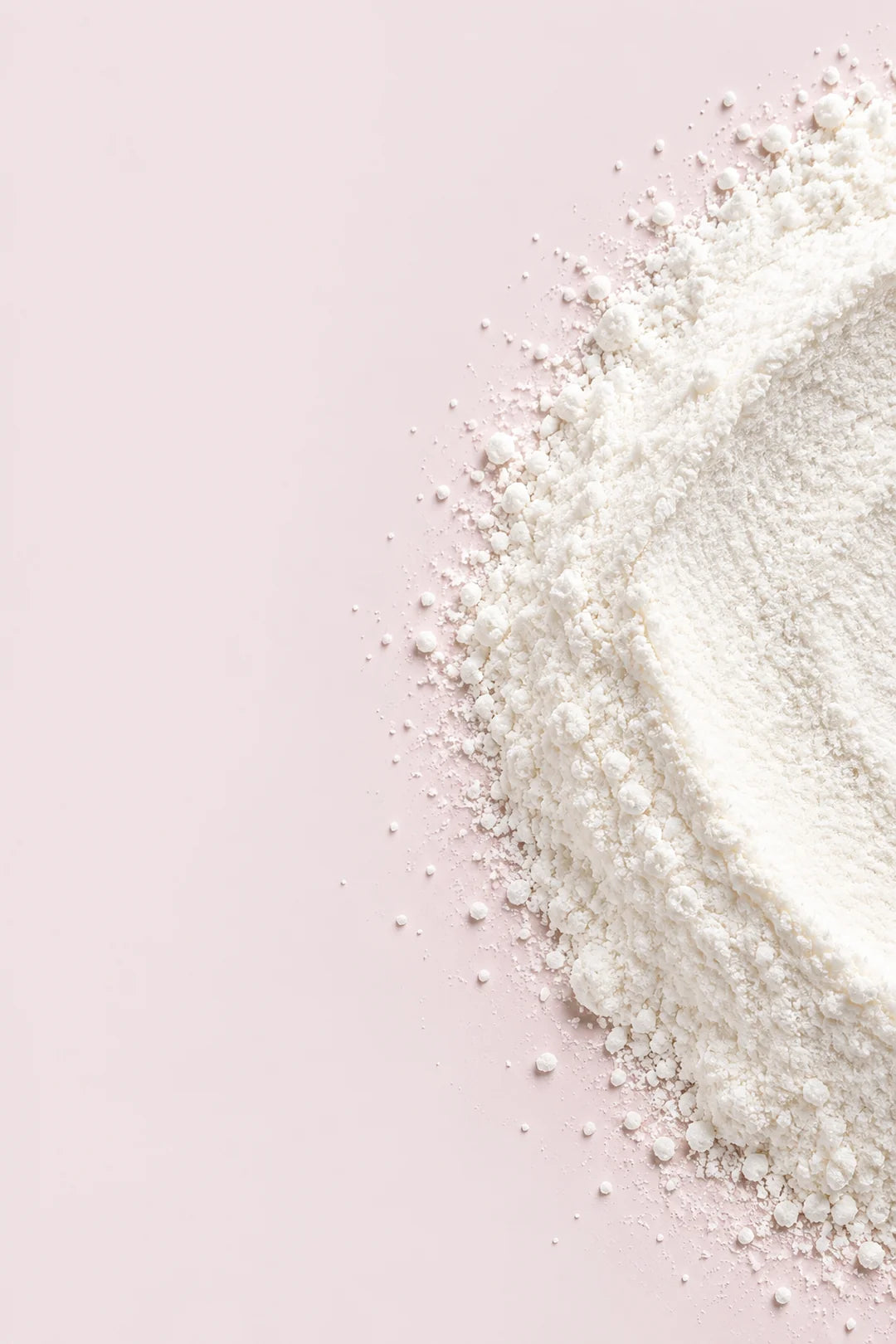 Fine D-mannose powder, photographed up close